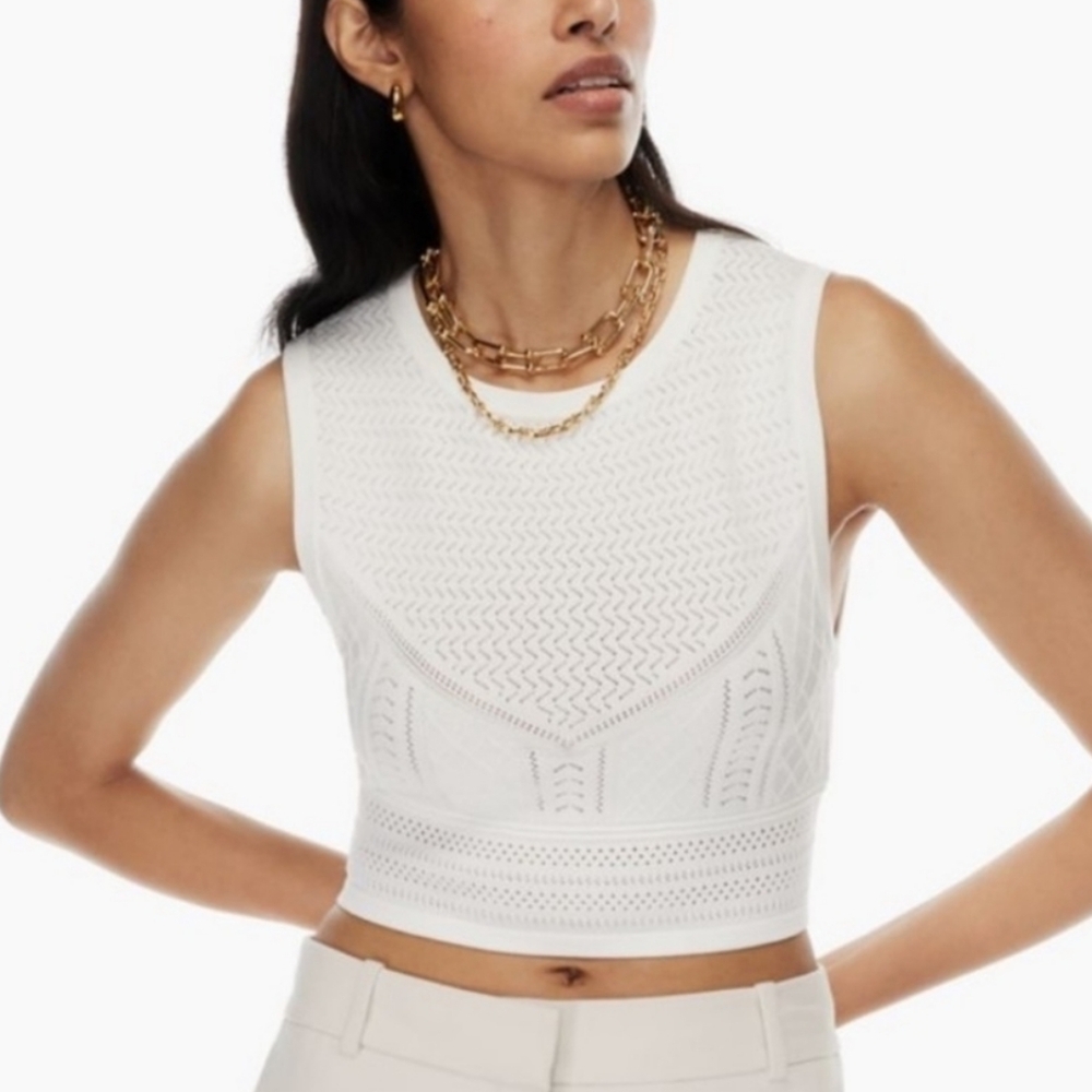 ARITZIA BABATON Pointelle Sweater Knit Crop Tank Top